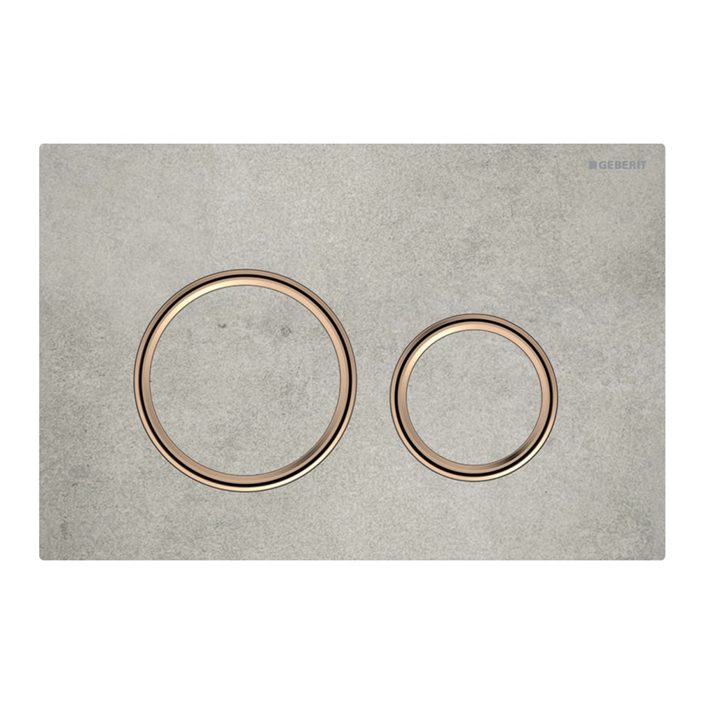 Cutout image of Geberit Sigma50 Round Concrete Ceramic / Red Gold Dual Flush Plate